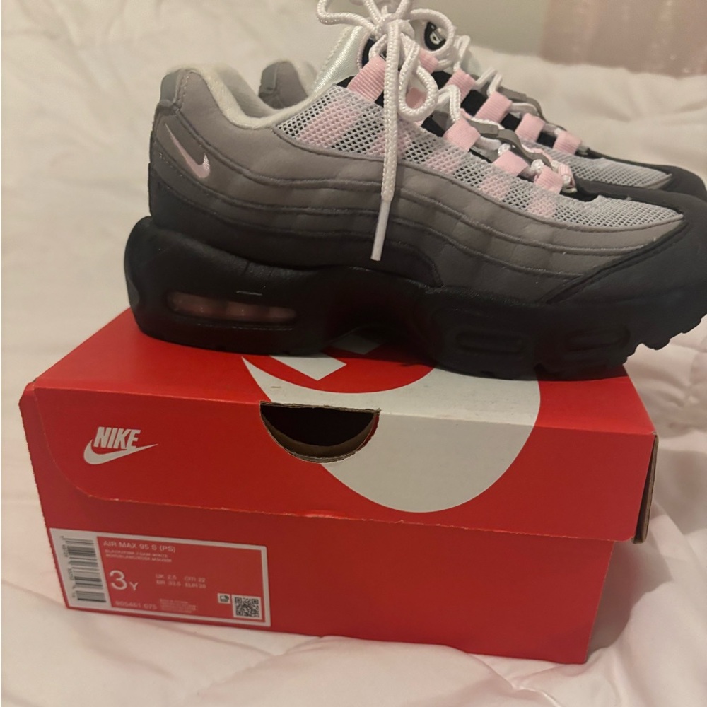 Nike Kids Air Max 95 in Gray with Pink Accents
